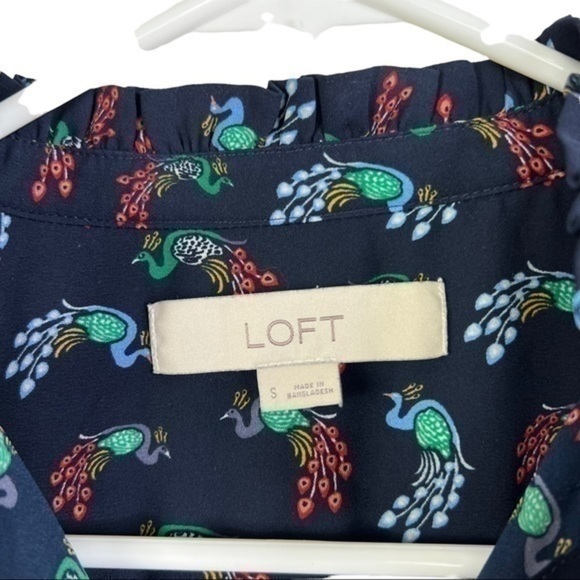Ann Taylor Loft Women Top Peacock 🦚 Blouse Buttons Sz S - Picture 5 of 9